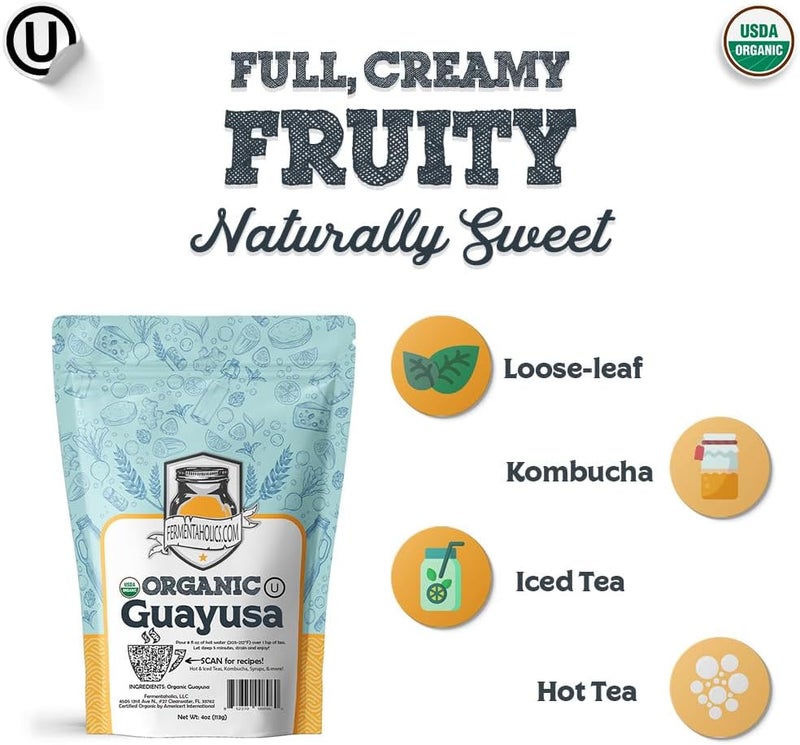 Fermentaholics Organic Guayusa Tea – 4 oz – USDA Certified Organic Loose Leaf – OU Kosher - Image 3
